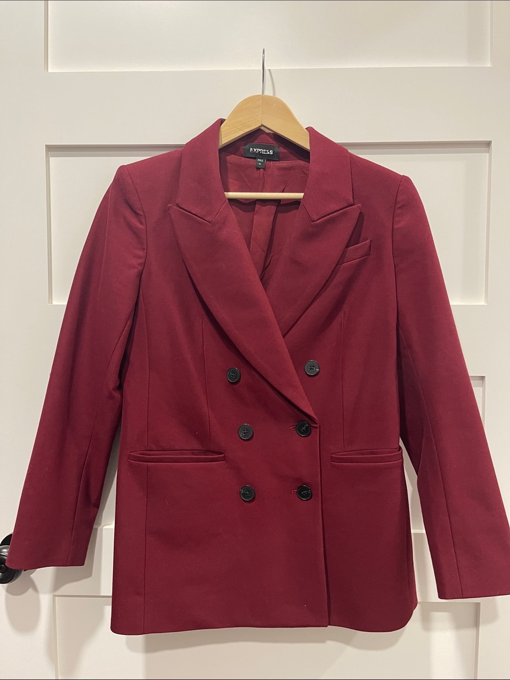 Express Women's Double-Breasted Burgundy Blazer
